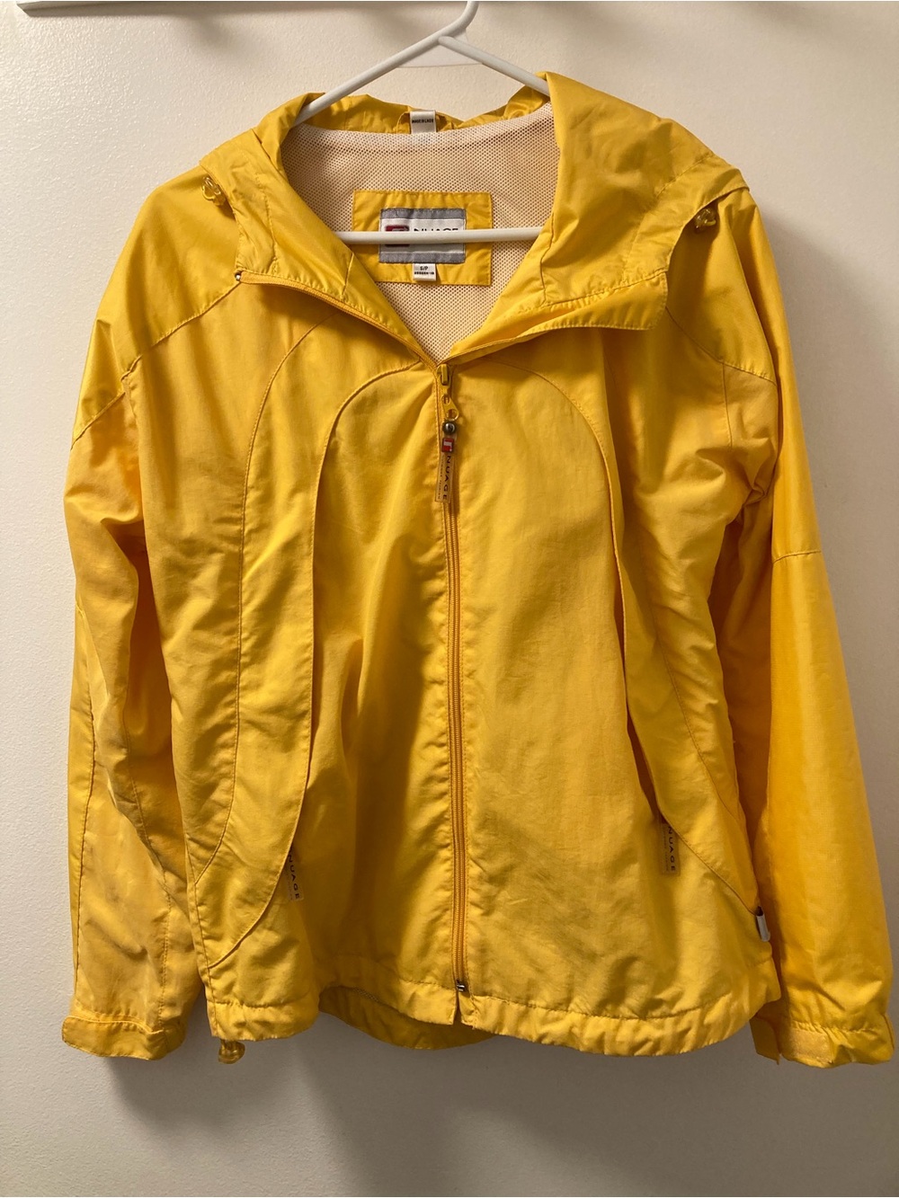 Nuage Outdoor Fashion Yellow Hooded Windbreaker Rain Jacket- Size S/P
